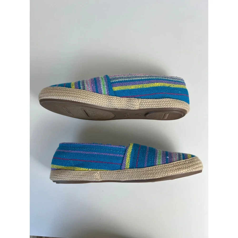 Mia Amore Espadrille Flats US 8 Blue Multicolor Striped Slip On Shoes Coastal